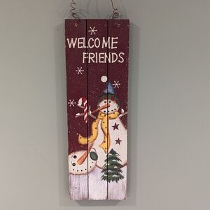Snowman Welcome Friends Sign